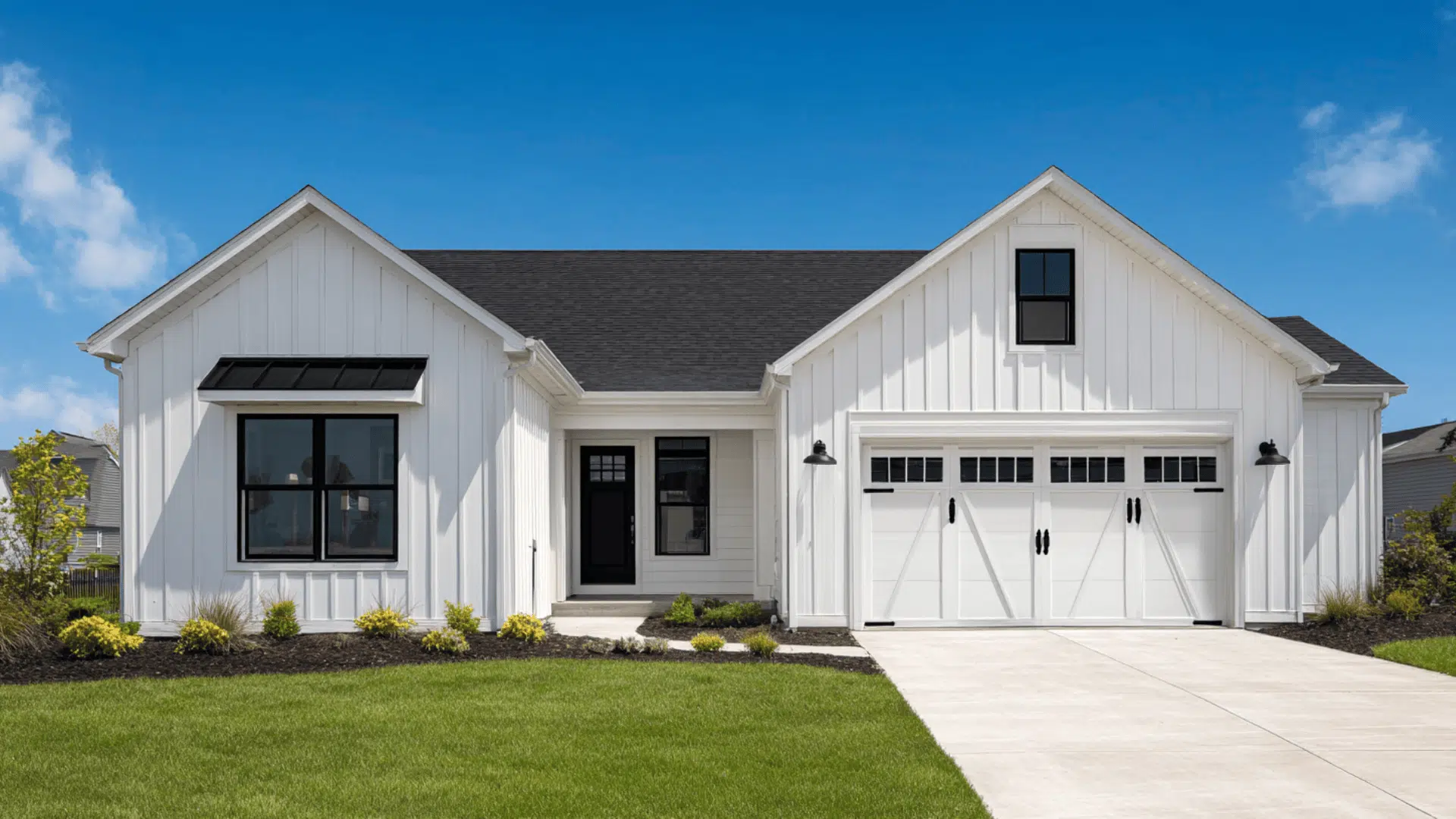 white Garage Door as The Main Contrast Feature