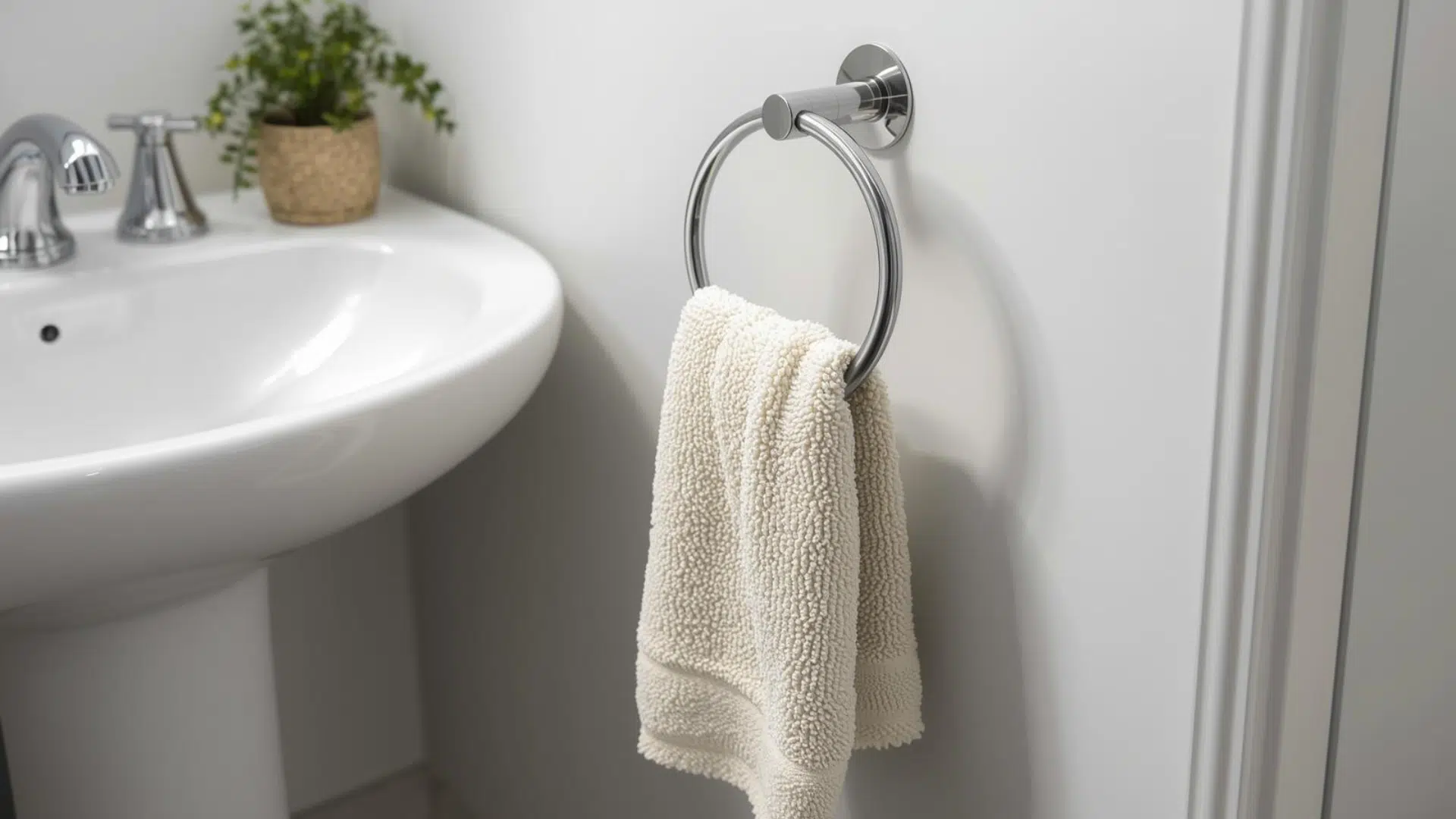 A Towel Ring Near The Sink