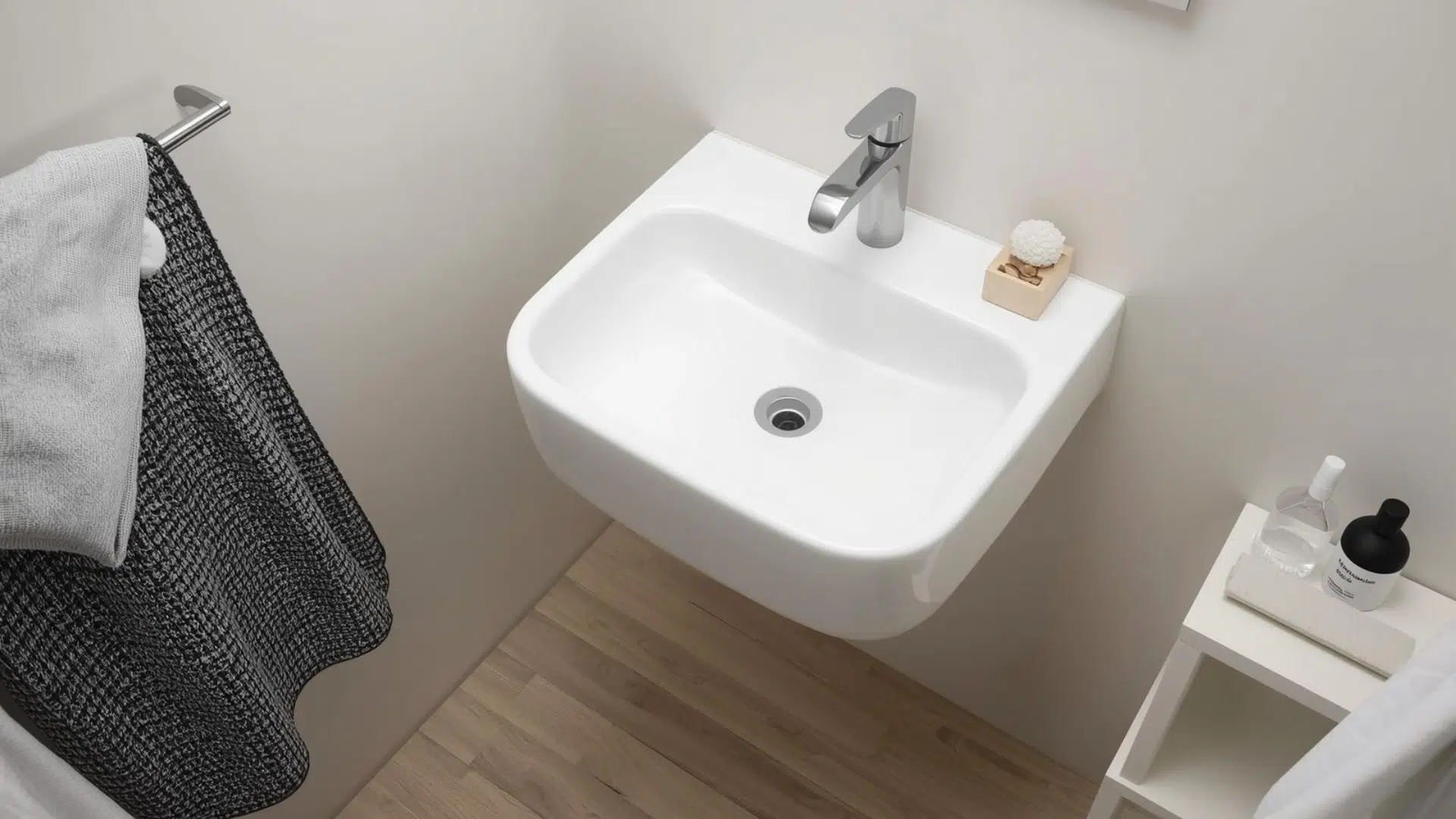 A wall mounted sink