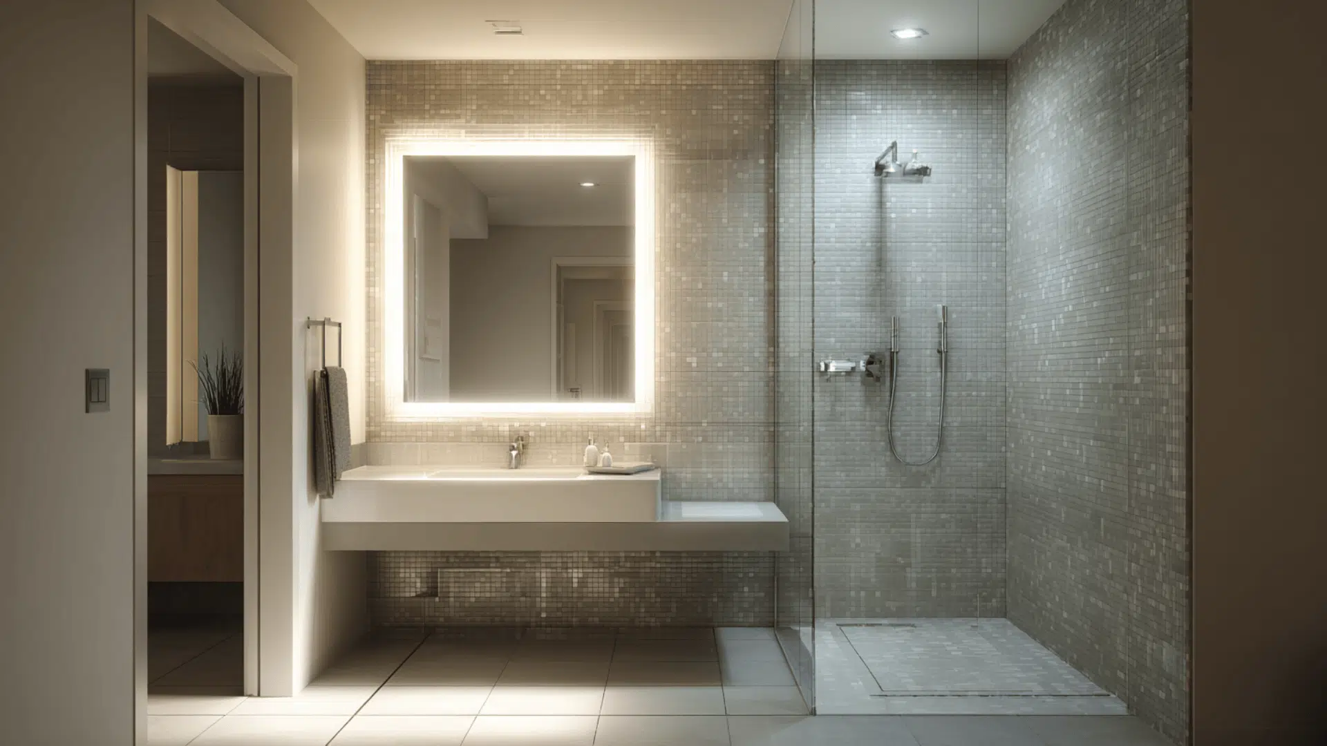 Add Backlit Mirror Lighting To Brighten The Shower Side