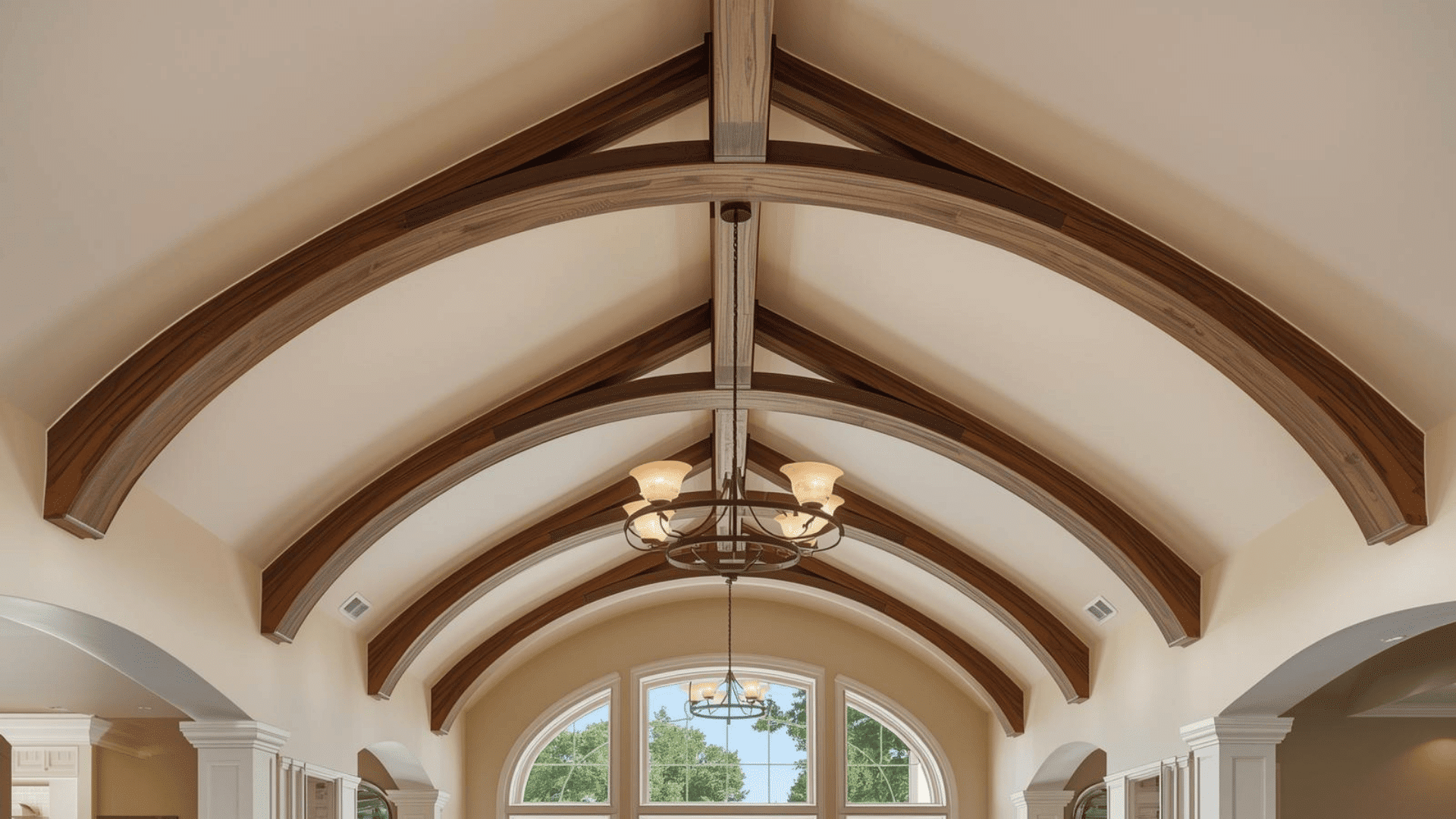 Arched Ceiling with Curved Beams