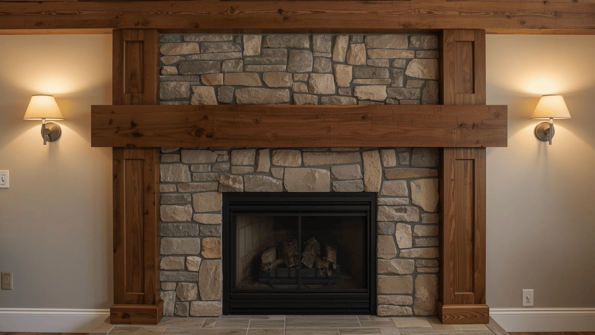 Beams Framing Fireplace Area