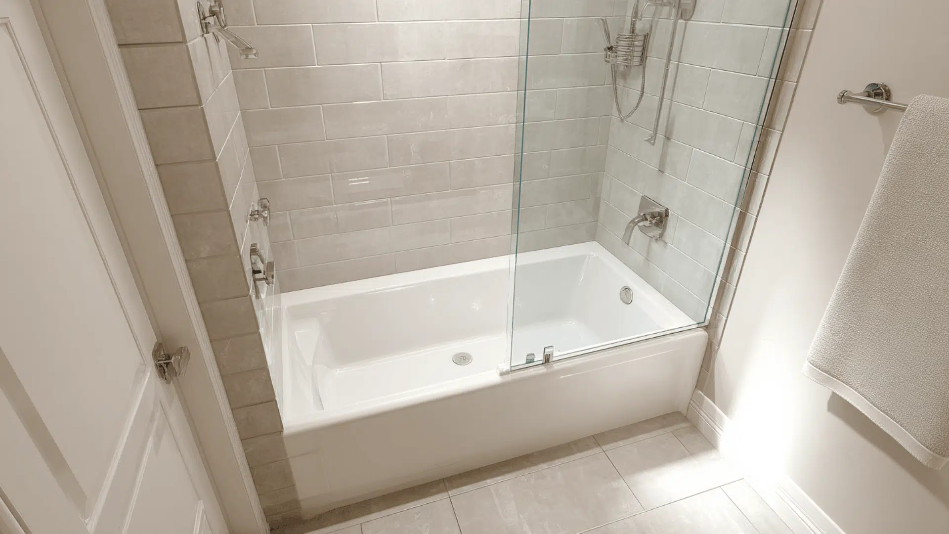 Compact Shower Over Bathtub With Glass Screen