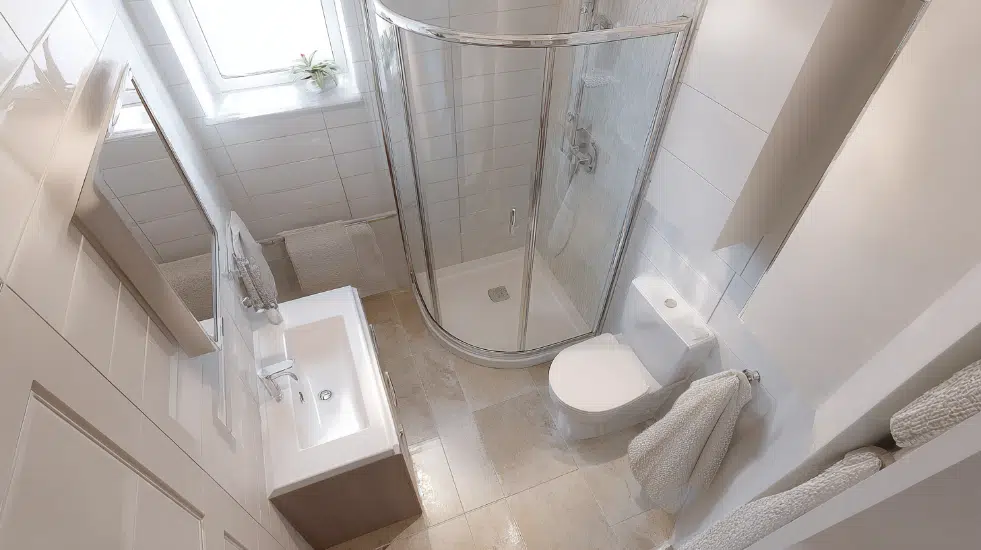 Corner Shower That Saves Floor Space