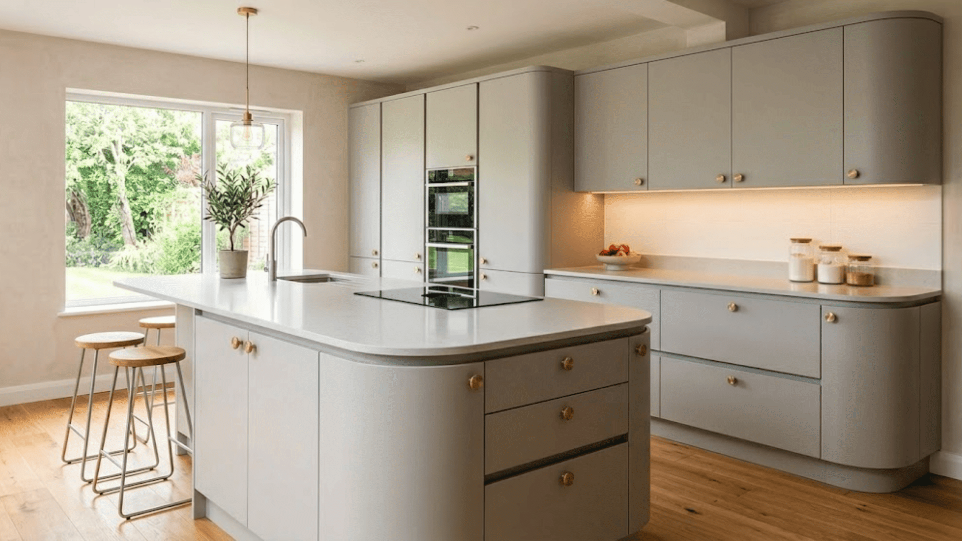 Curved Kitchen Cabinet Style With Rounded Island Design