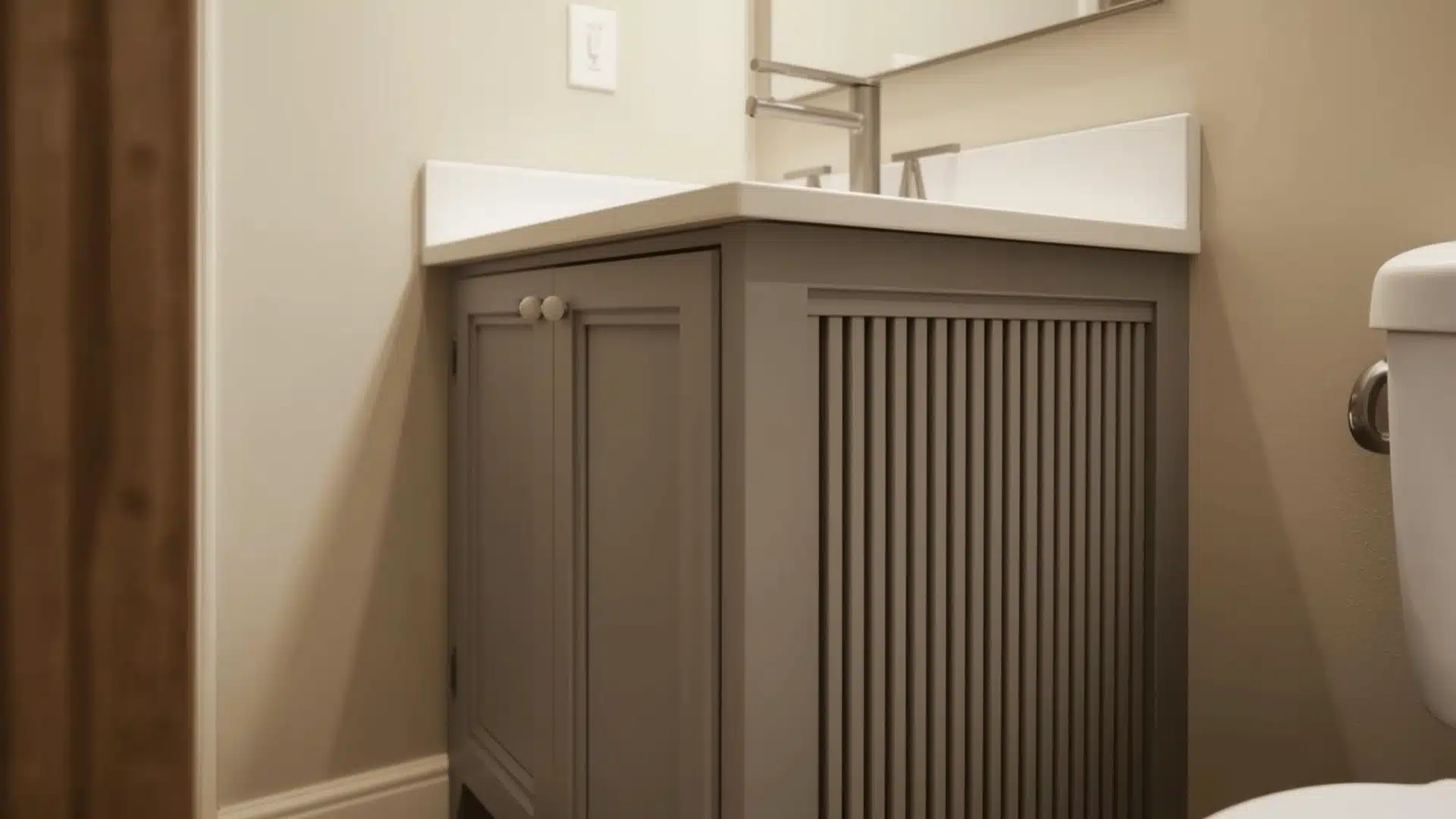 Decorative Vanity Side Panel Detail In Half Bath
