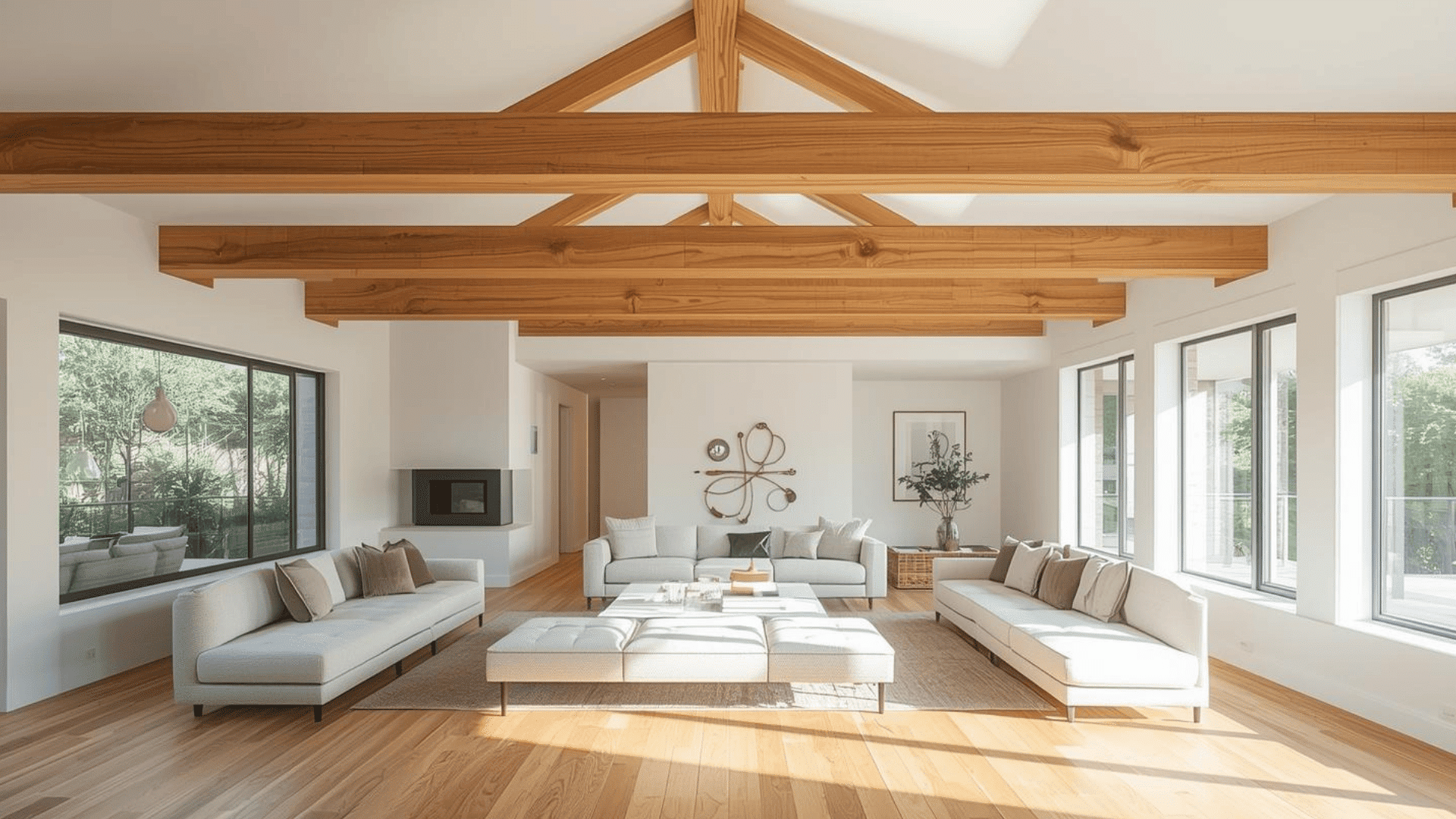 Exposed Natural Oak Beams Ceiling