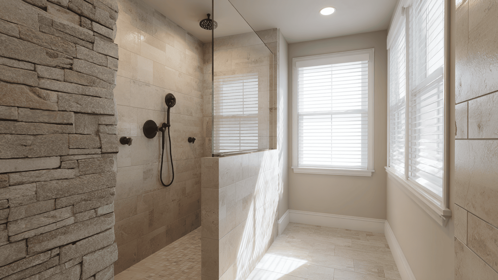 Half Wall Shower Divider With Glass On Top