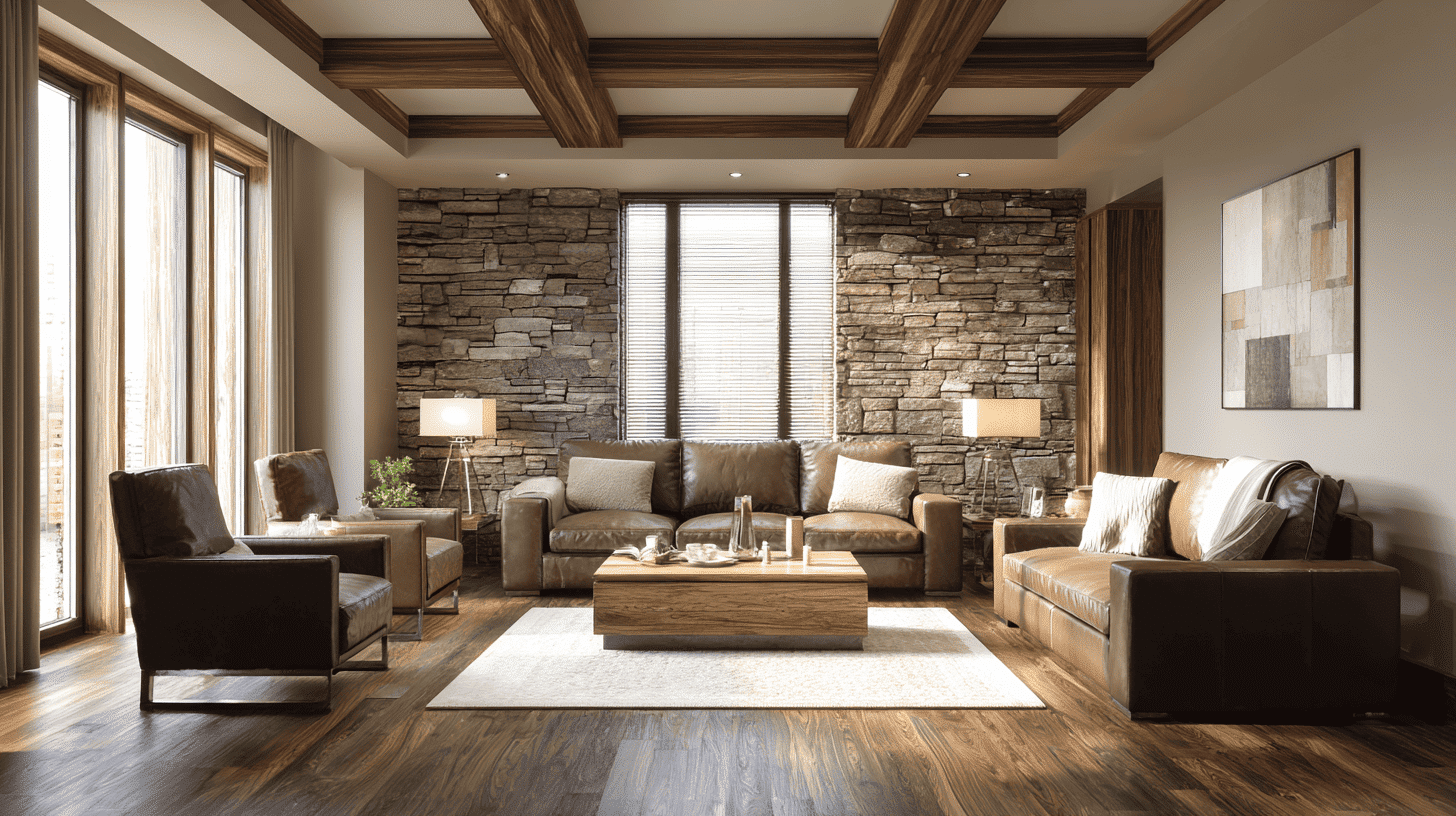 Leather Accent Chairs In Modern Rustic Living Room