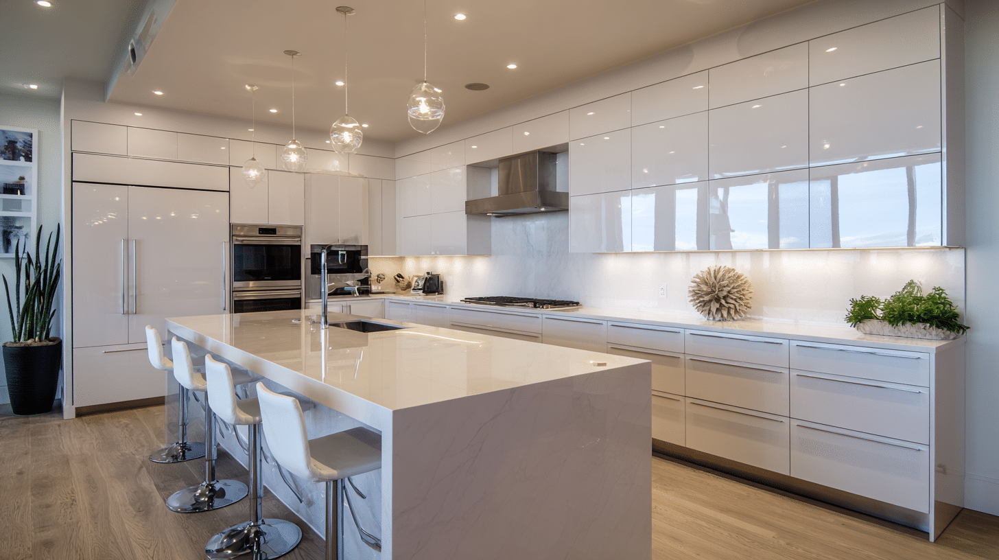 Modern Slab Flat Panel Kitchen Cabinets With Minimal Hardware