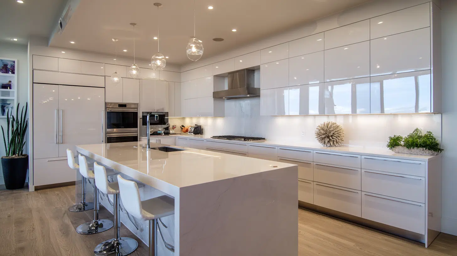 Modern Slab Flat Panel Kitchen Cabinets With Minimal Hardware