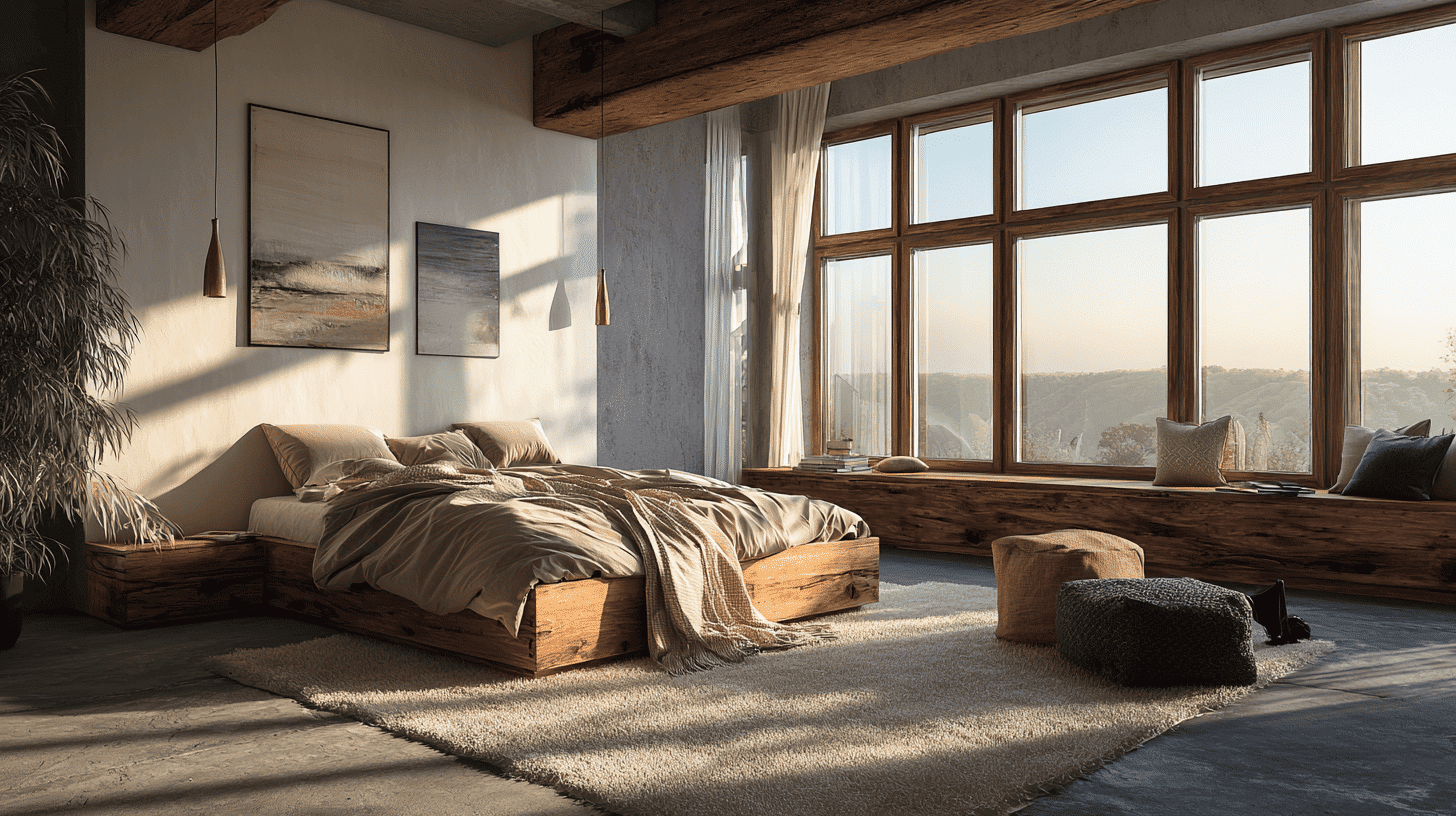 Natural Light As Main Feature In Modern Rustic Bedroom
