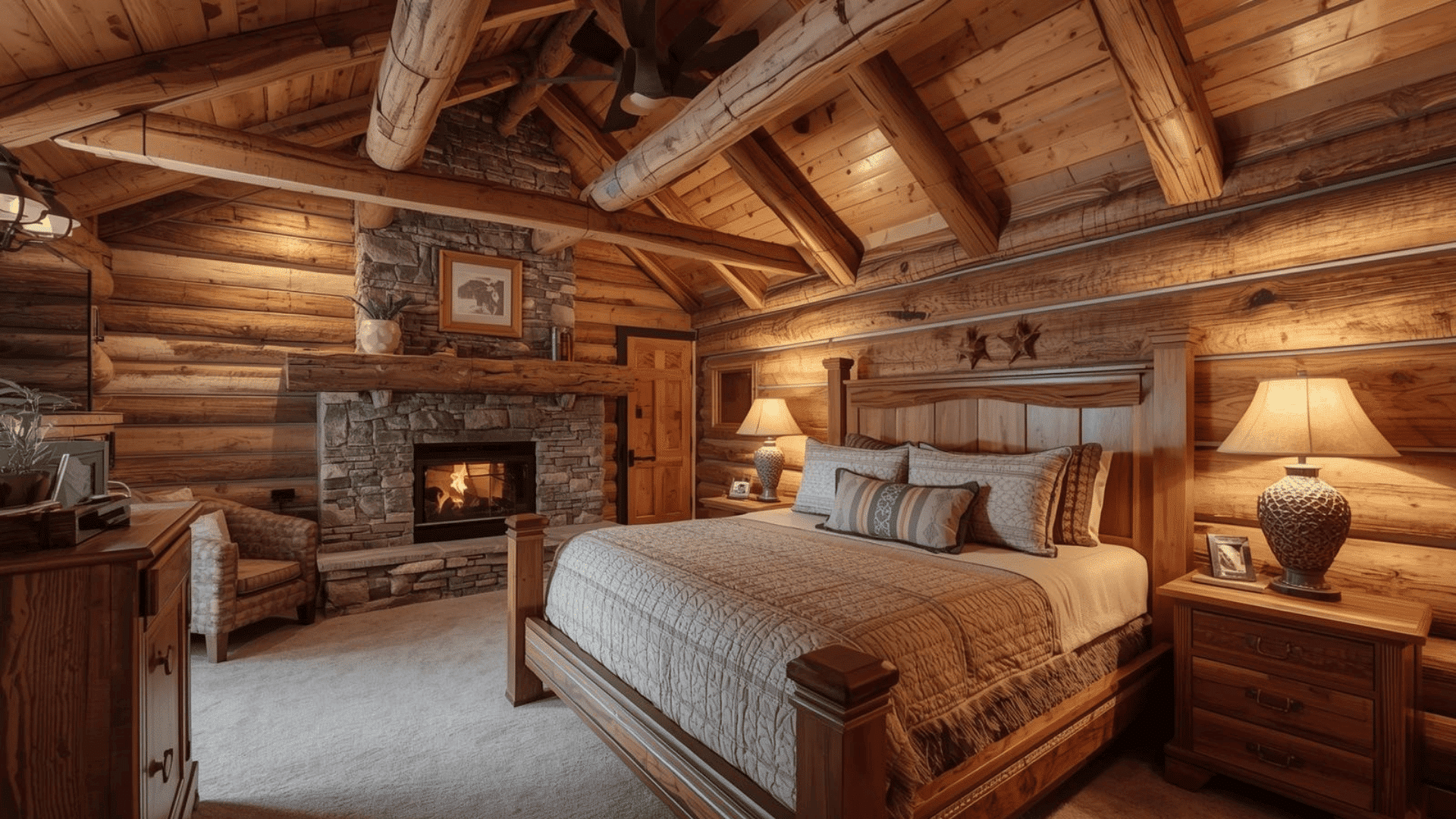 _Natural Wood Beams in Cabin-Style Bedrooms
