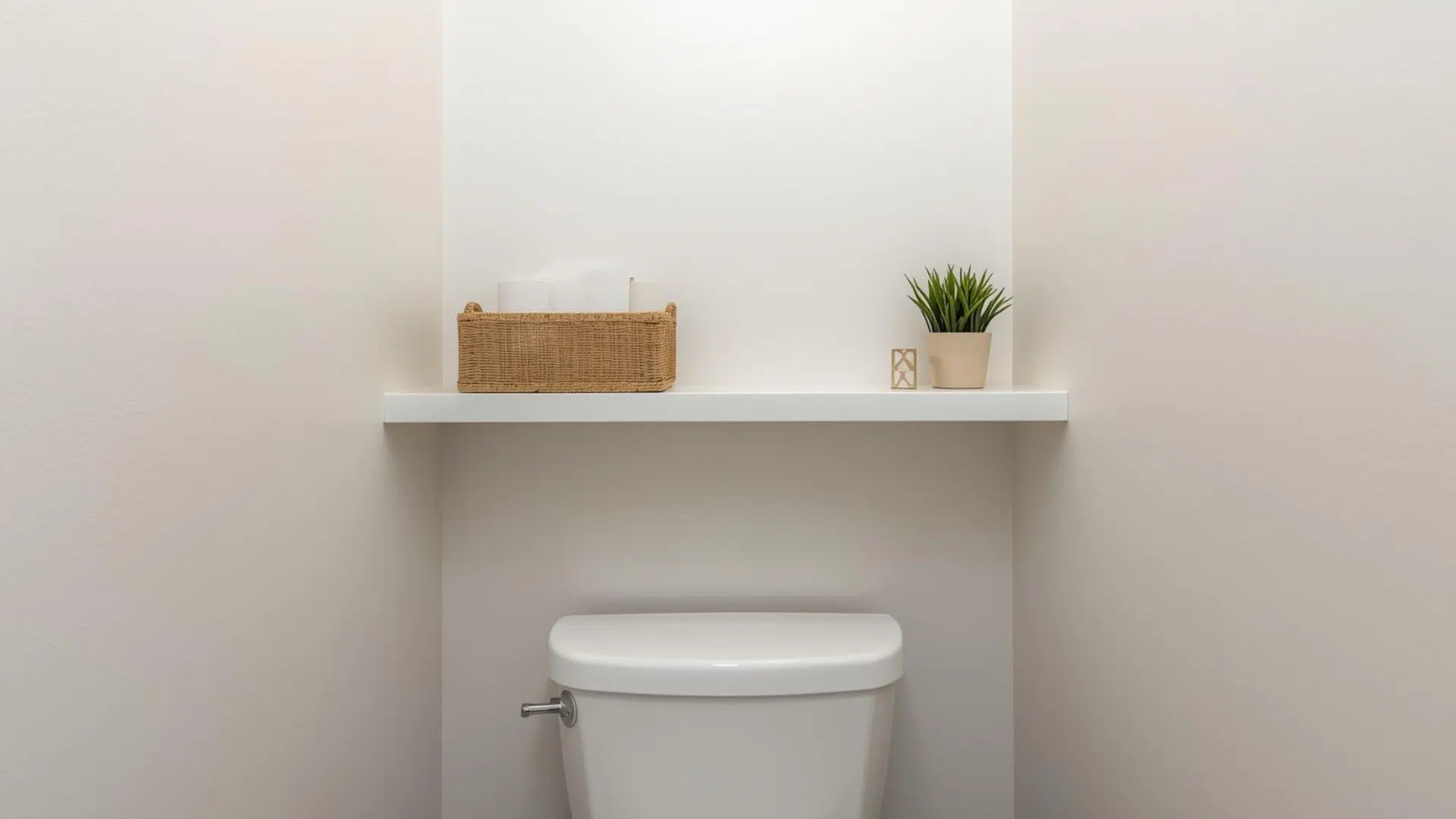 _One Floating Shelf Over The Toilet