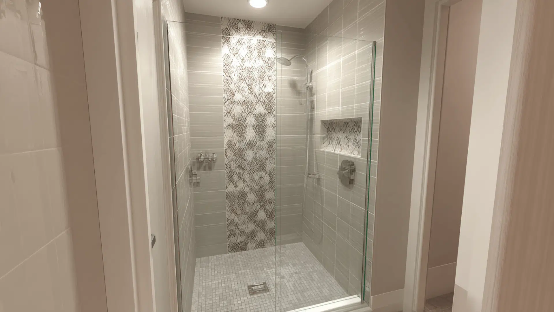 Patterned Accent Tile For Small Bathrooms