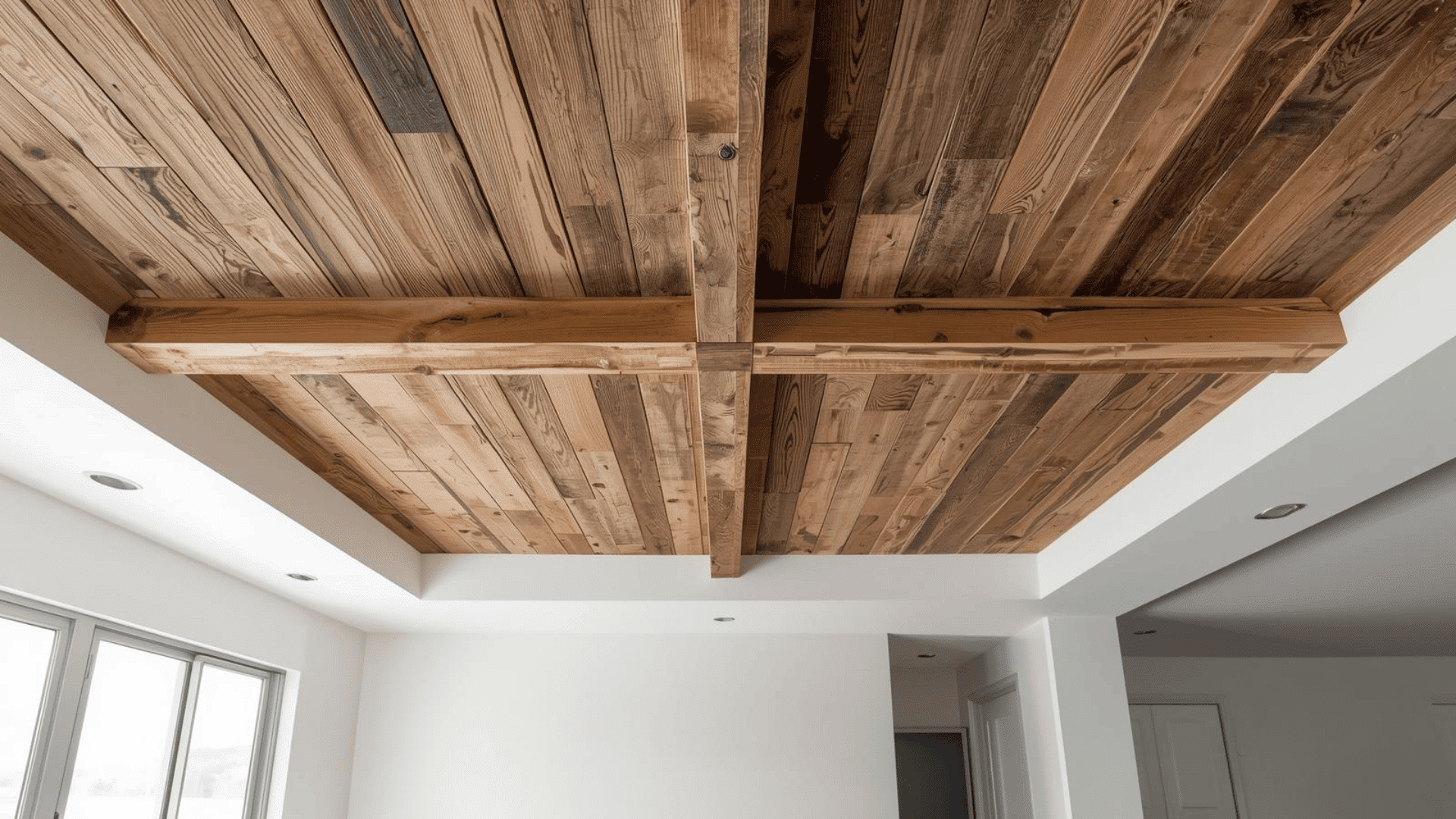 Reclaimed Wood Veneer on Hollow Beams