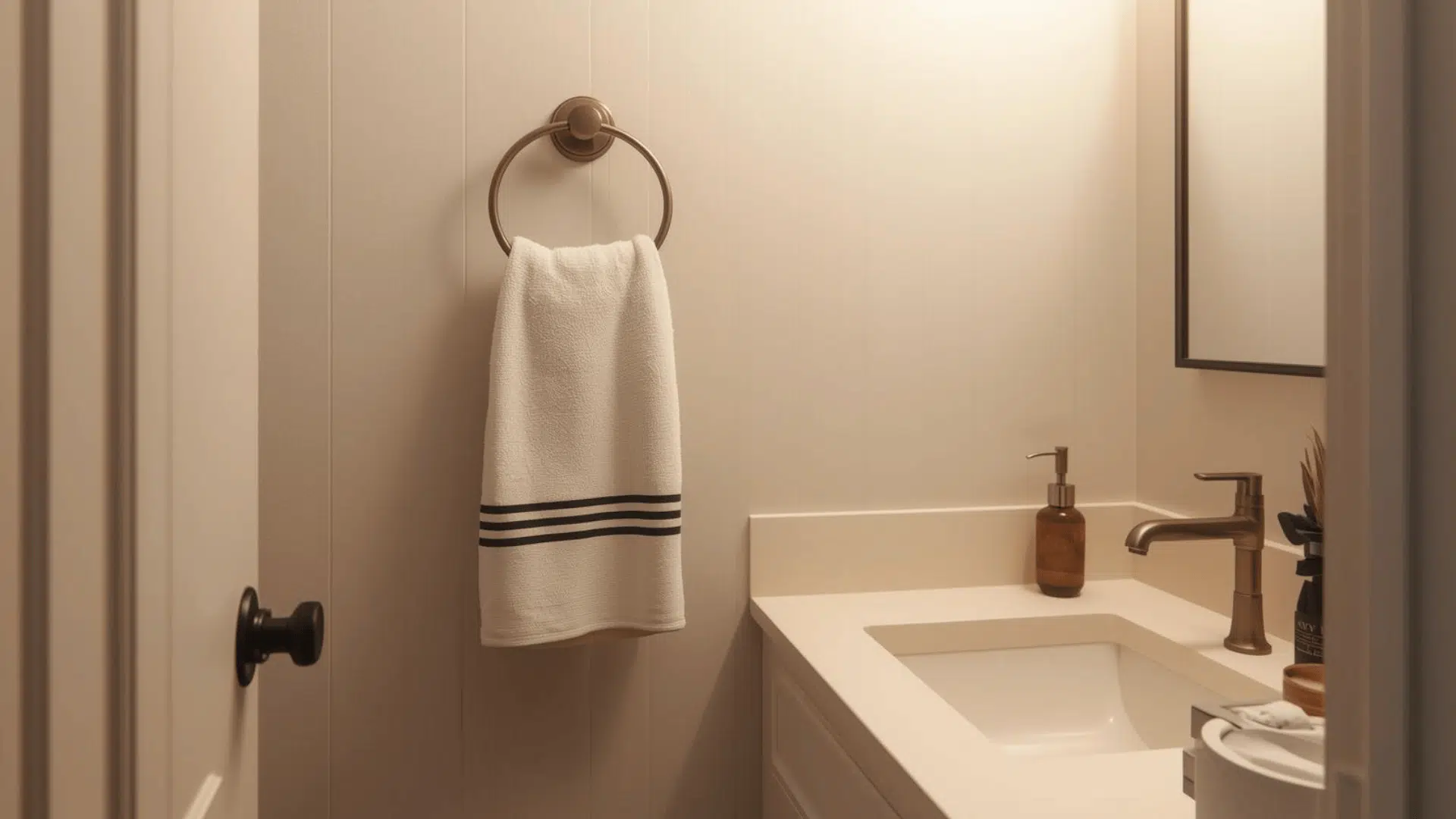 Simple Border Towel In Half Bath