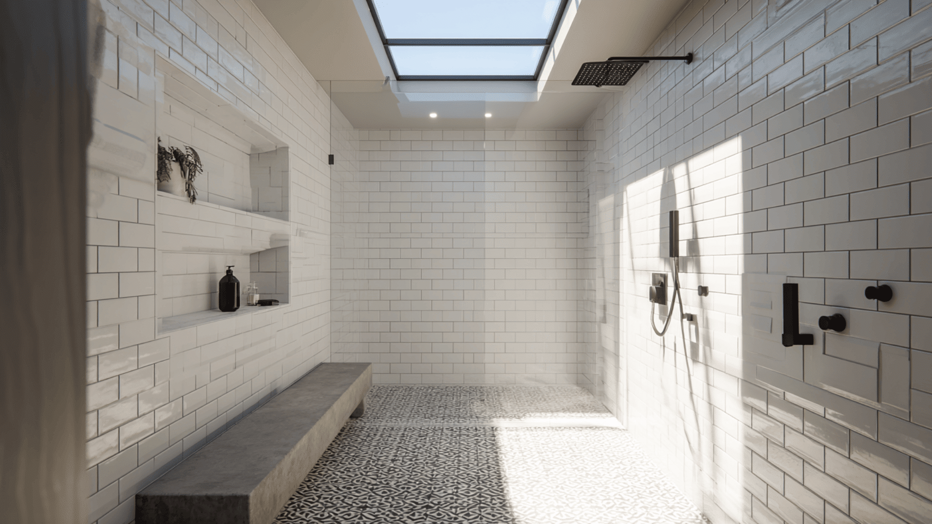 Walk In Shower Design With Skylight