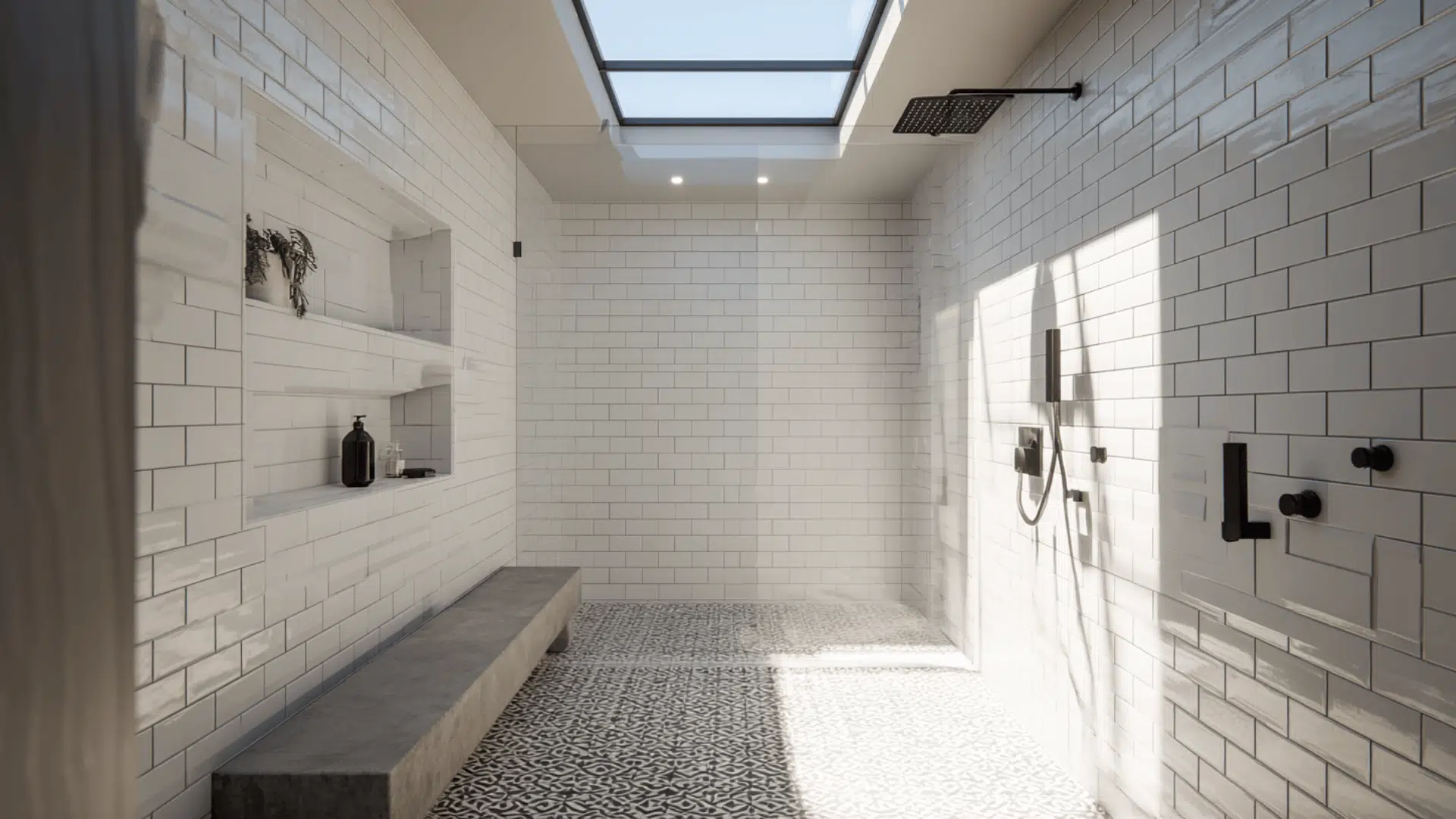 Walk In Shower Design With Skylight