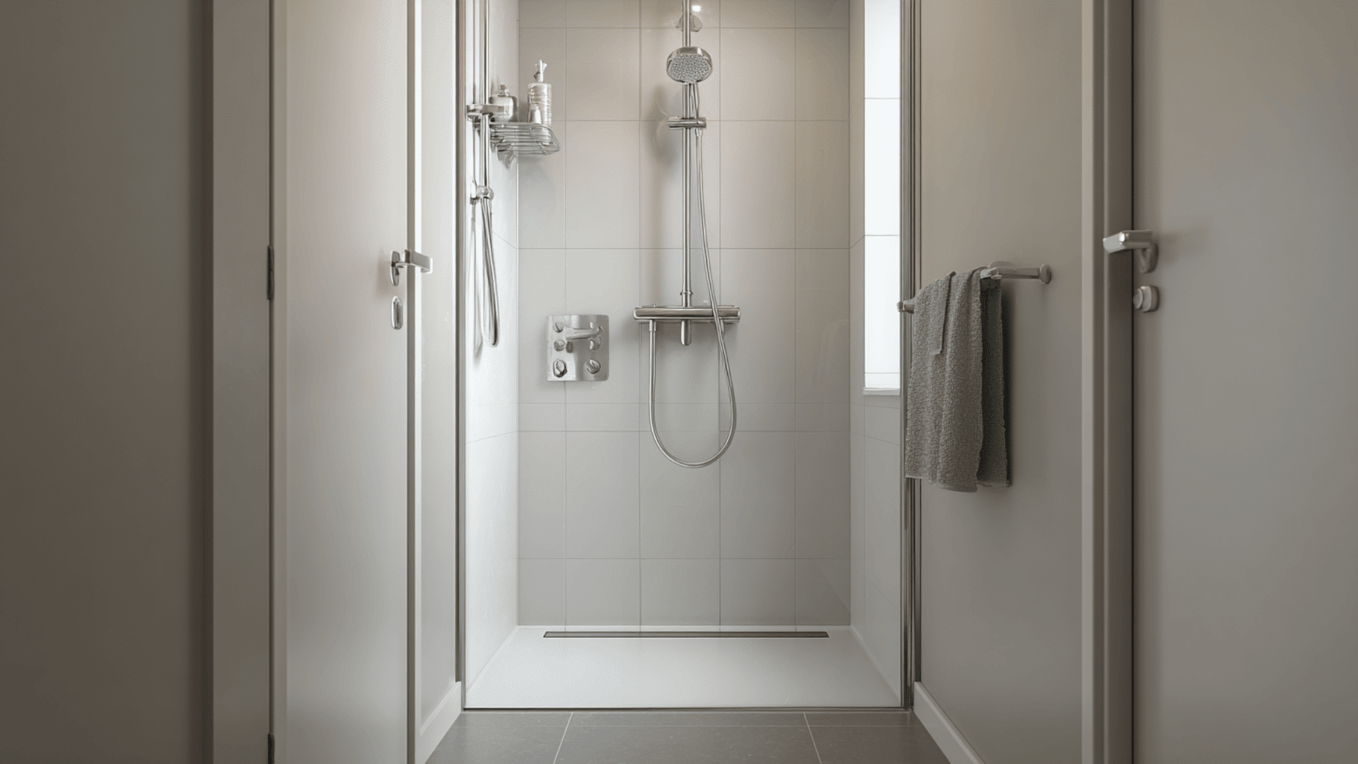 Wall Mounted Shower  Controls To Clear Floor Space