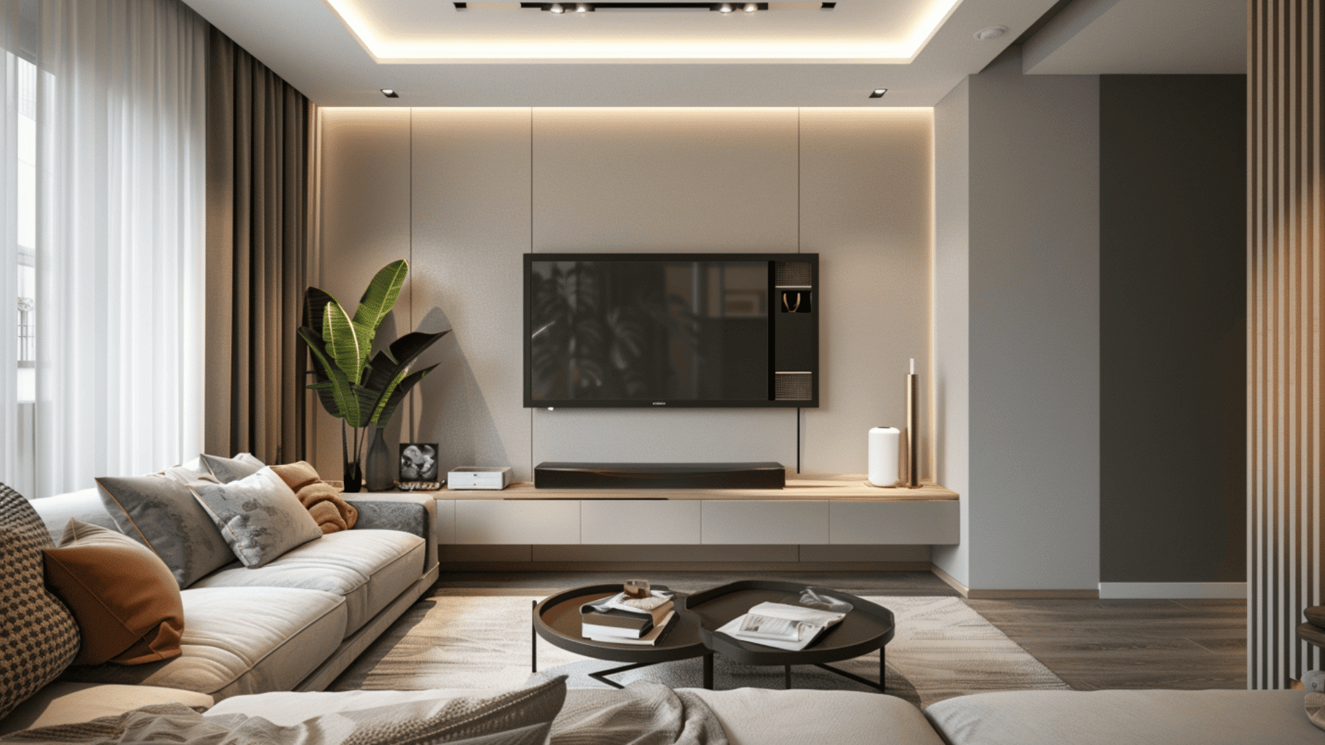 Wall-Mounted TV to Save Floor Space