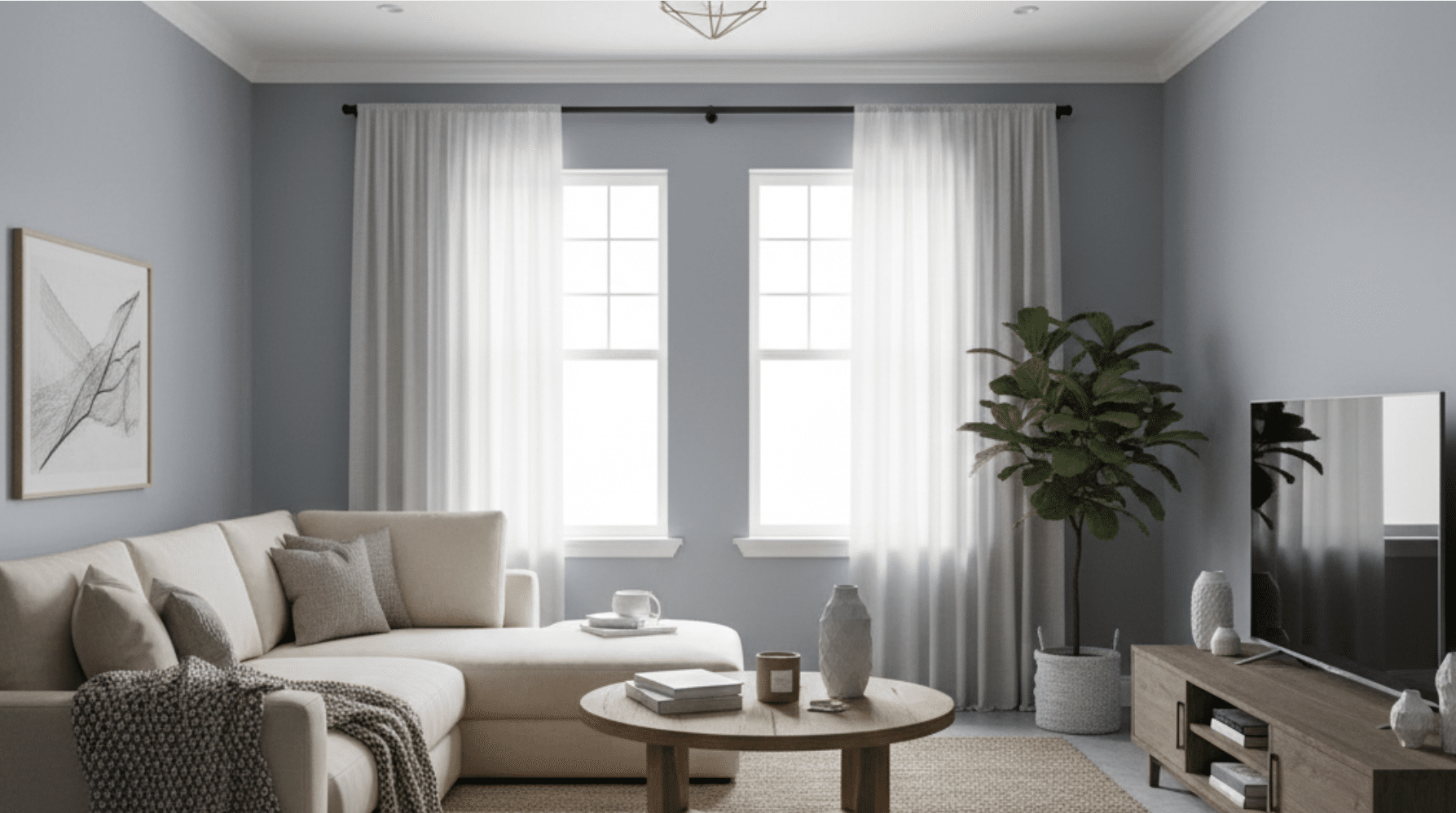 living room with flat finish