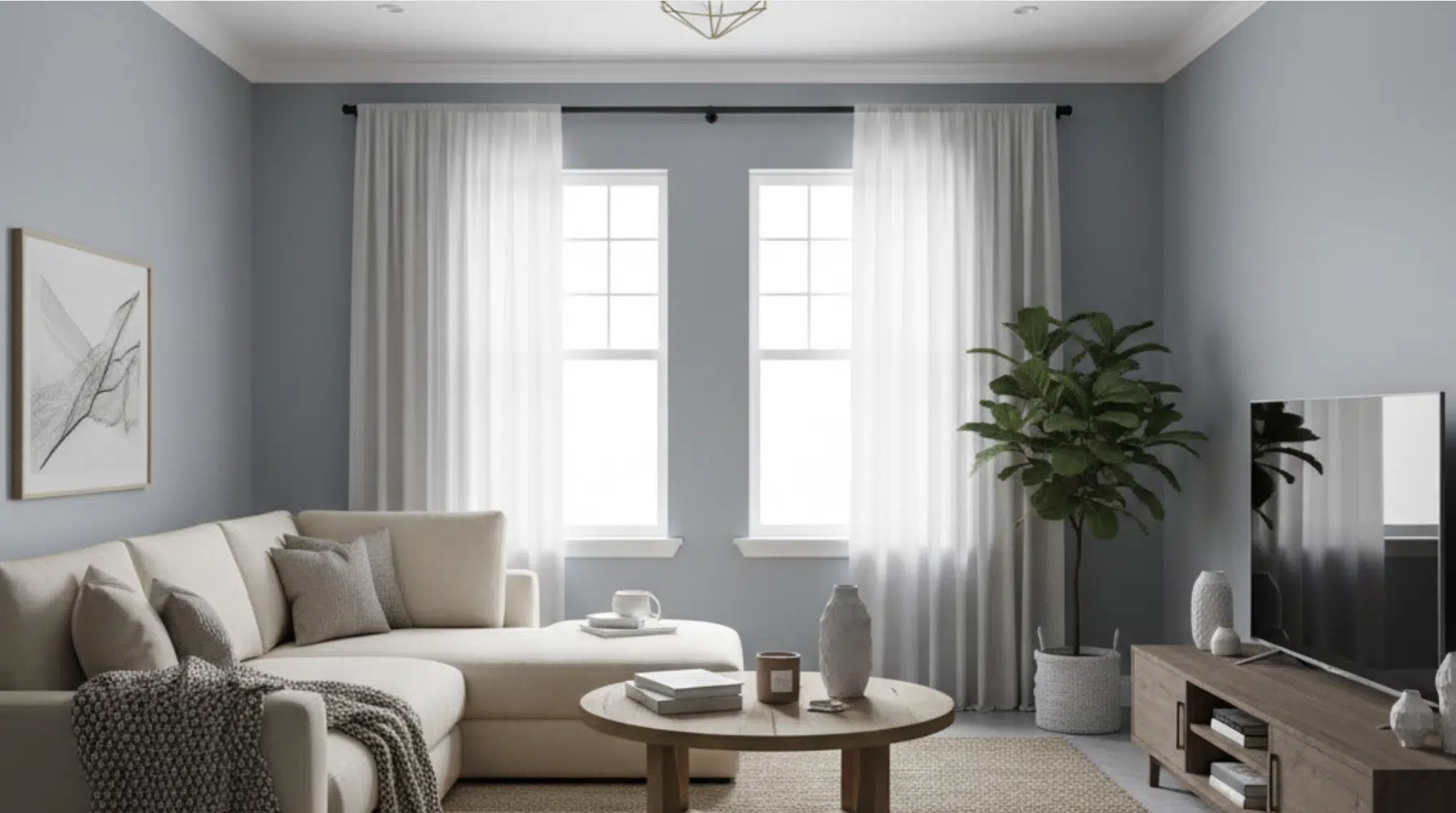 living room with flat finish