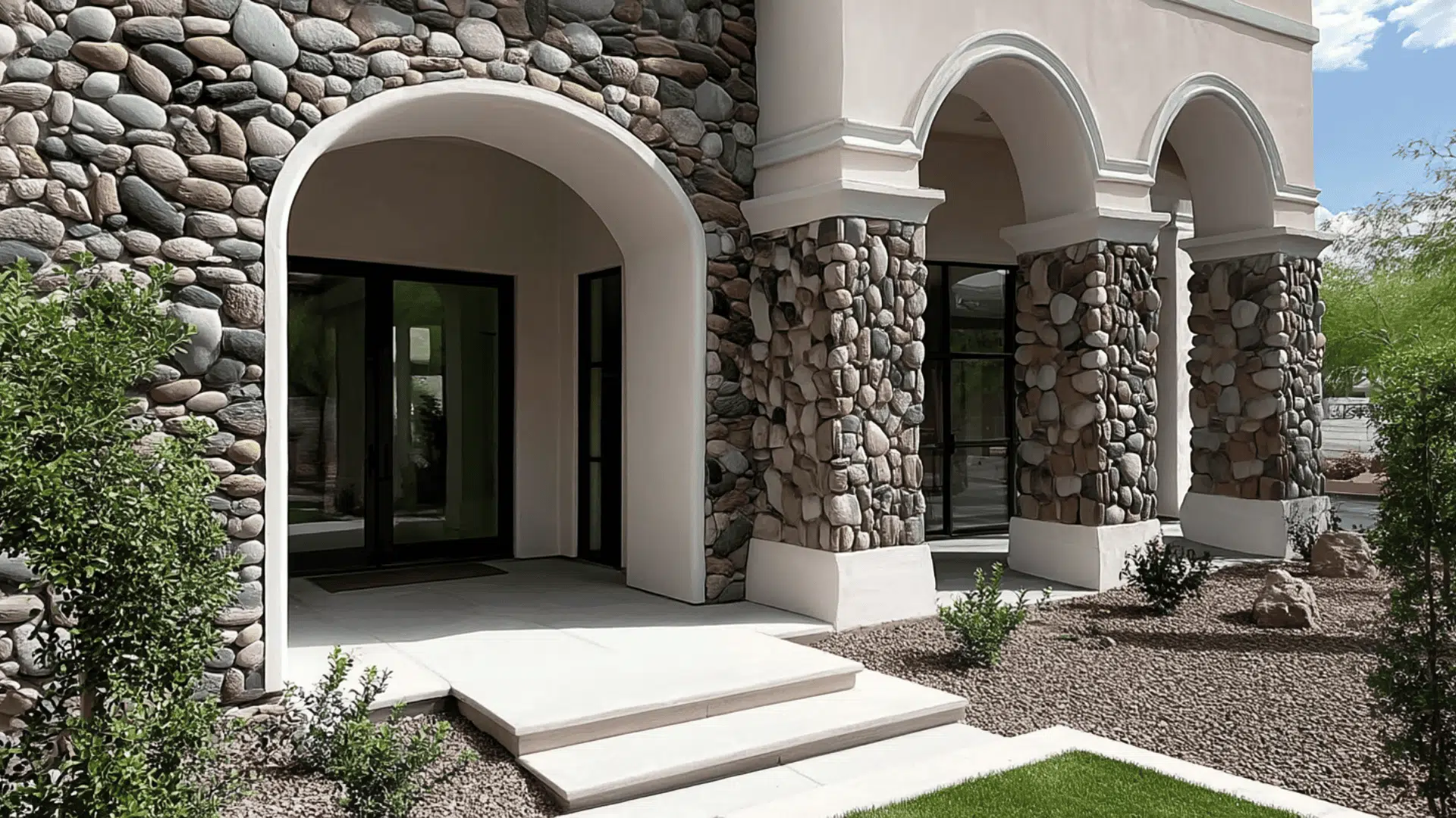 river rock exterior house stone