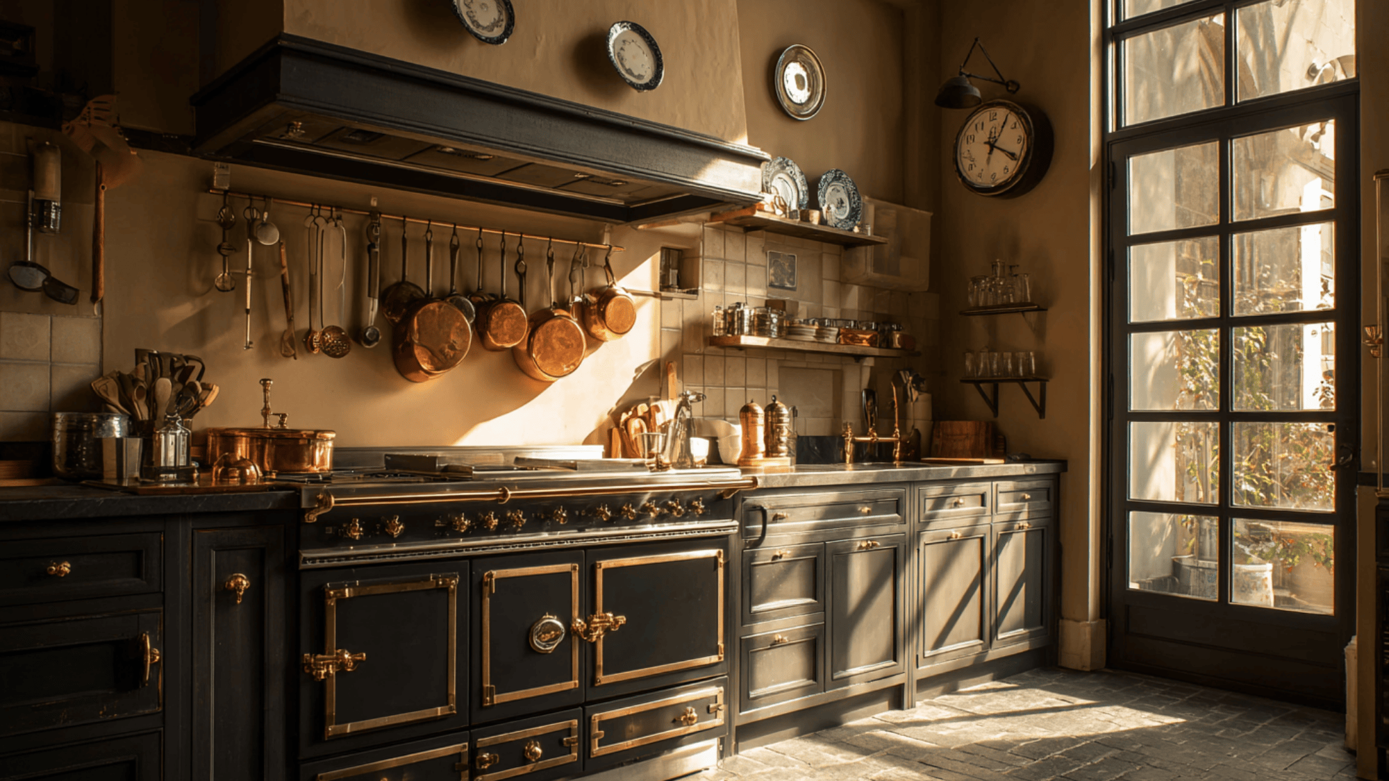 Kitchen with vintage bronze knobs for a Victorian look