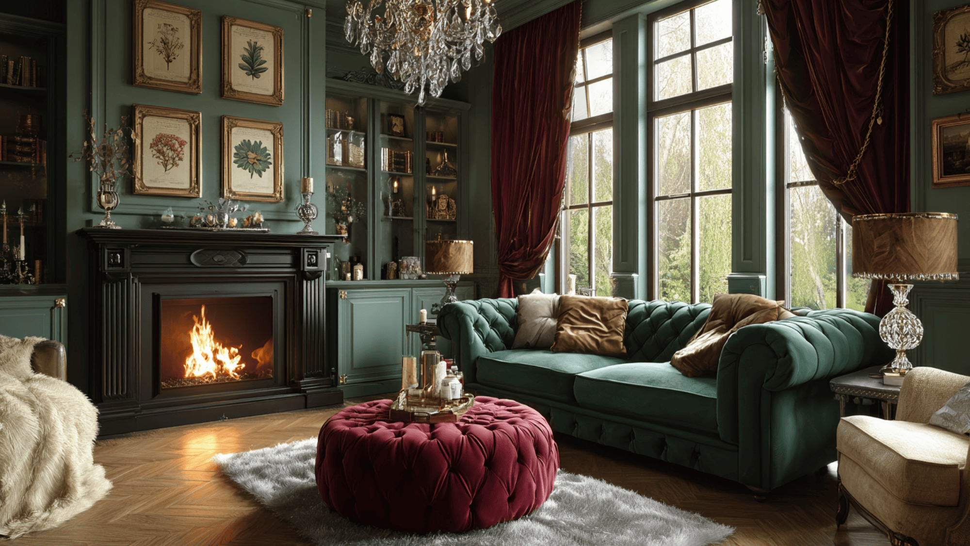 Victorian living room with fireplace as the main attraction