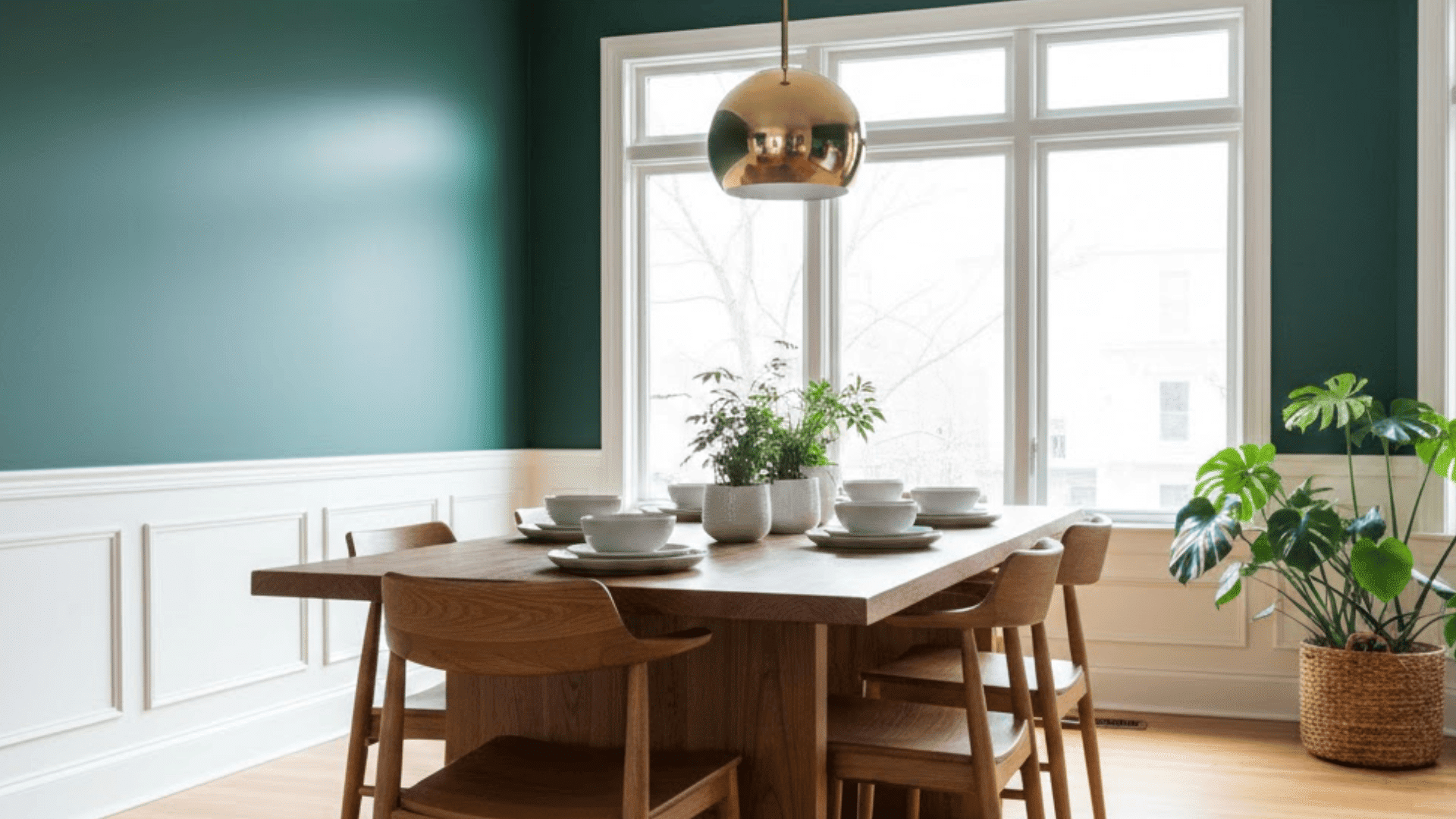 Bold Paint Behind Dining Table
