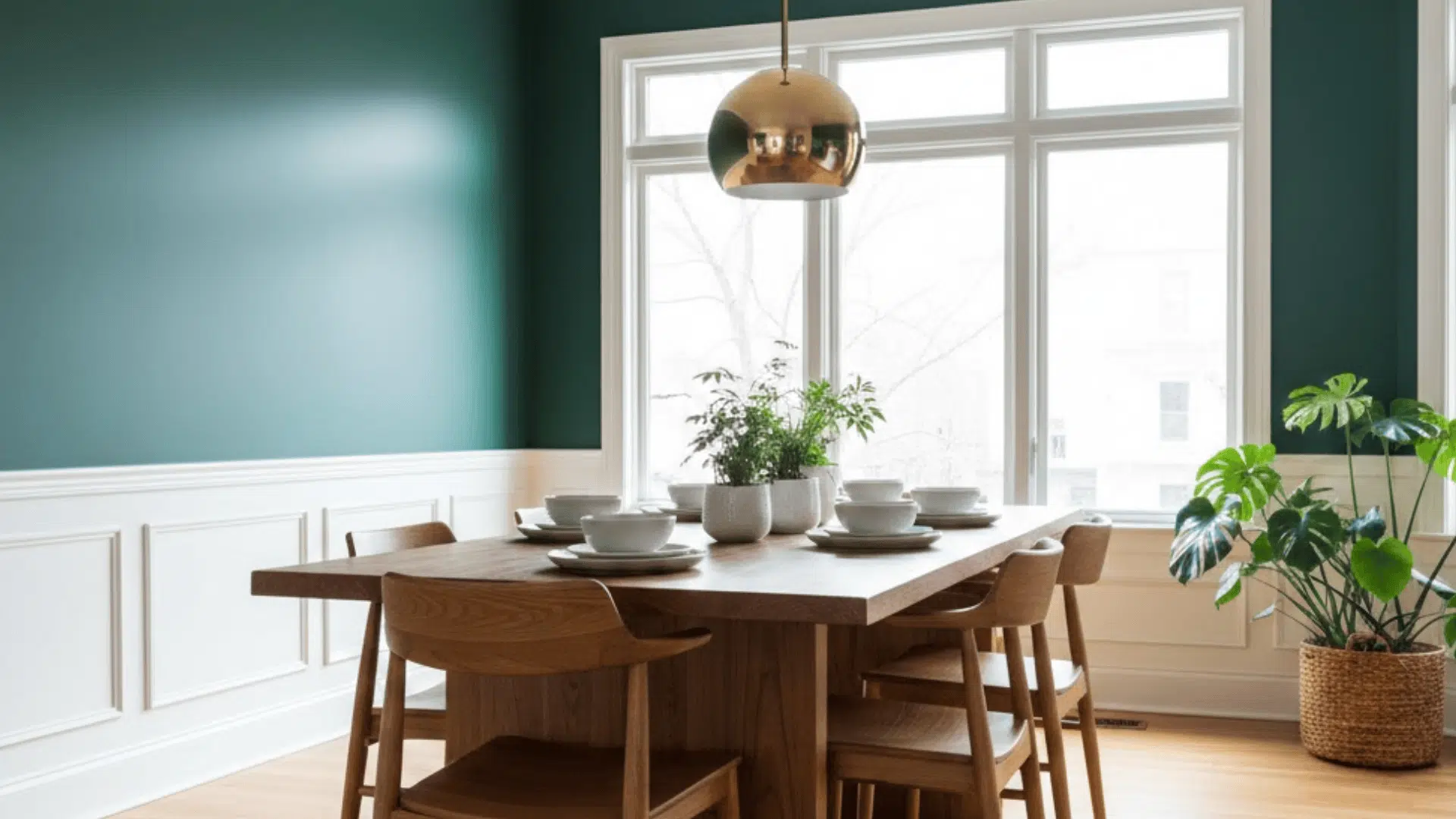 Bold Paint Behind Dining Table