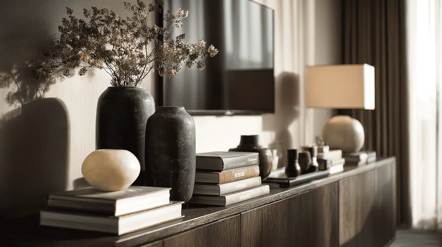 Dark-And-Light-Contrast-Decor-On-Tv-Stand