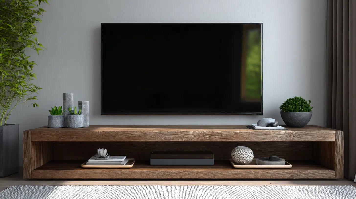 Low-Profile-Decor-On-Tv-Stand-To-Avoid-Screen-Distraction