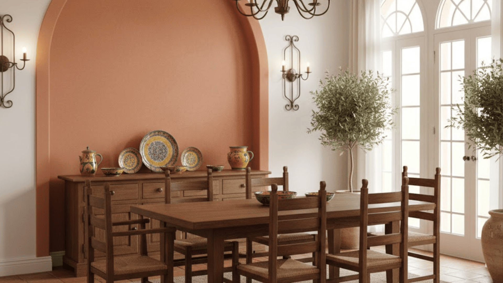 Painted Arch Frames Dining Area (1)