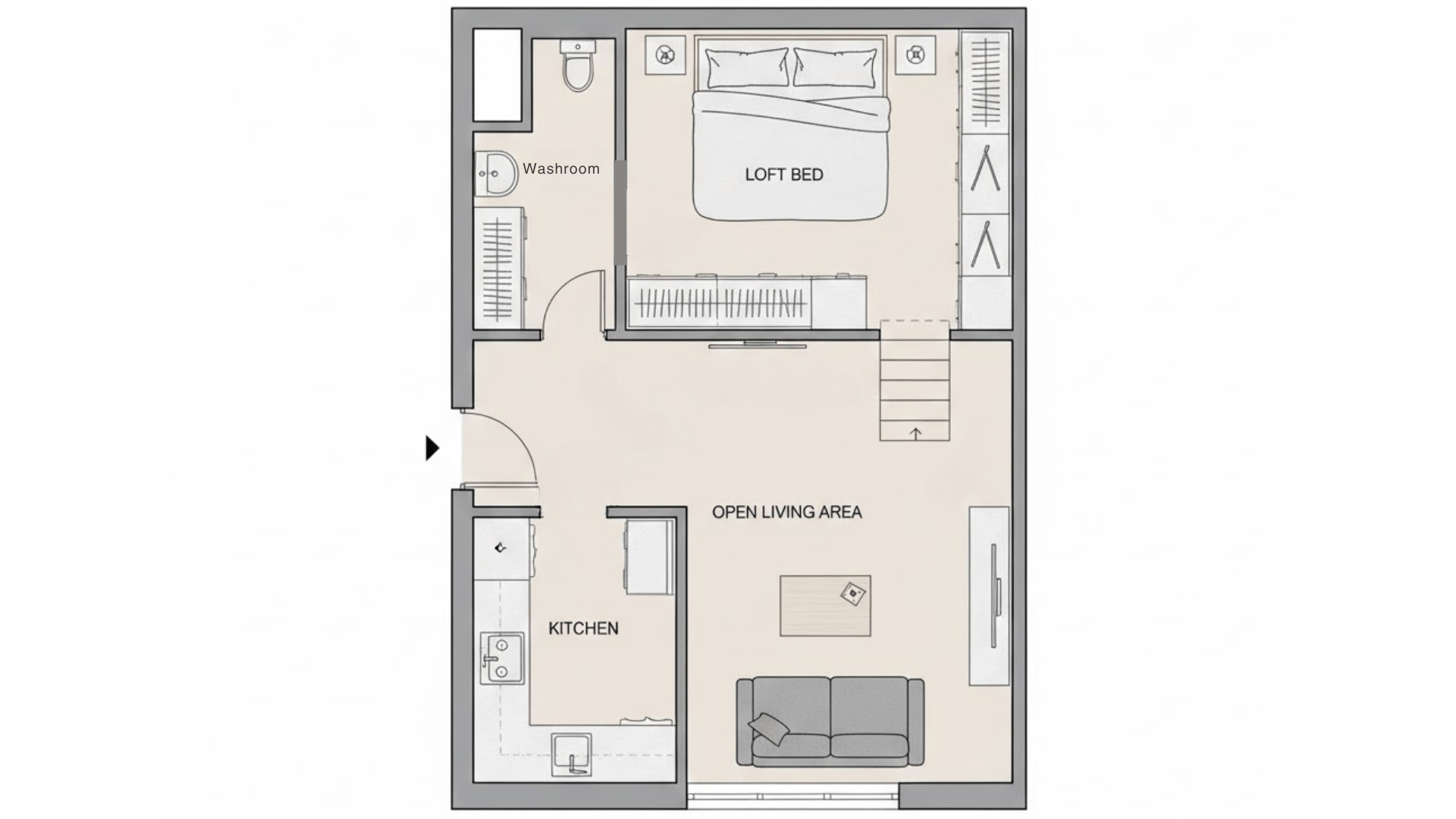 The Lofted bed