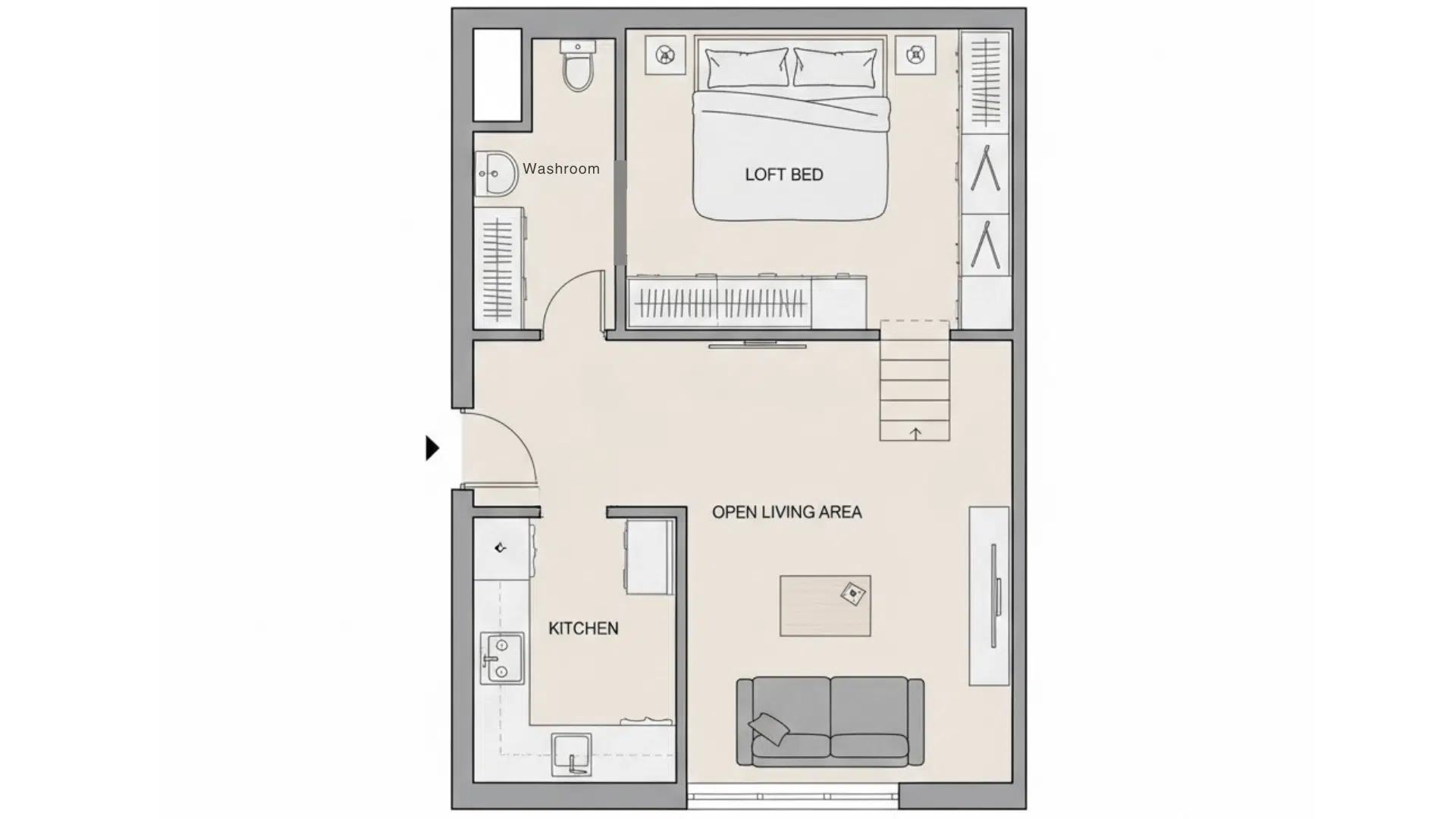 The Lofted bed