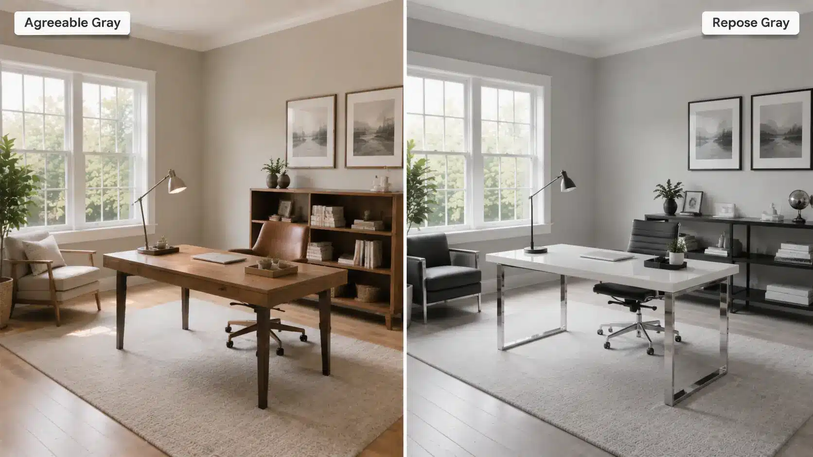 Agreeable Gray and Repose Gray home office comparison