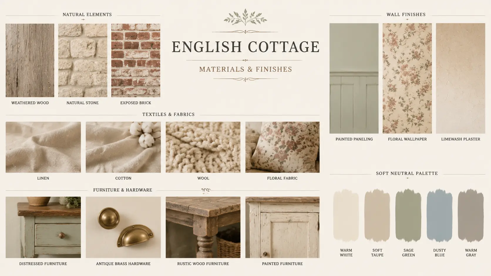 English cottage materials and finishes