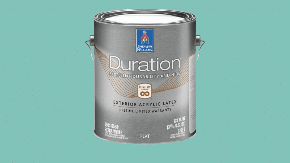 Sherwin-Williams Duration Exterior paint on plain background